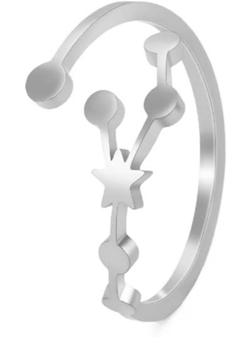Taurus Silver Adjustable Zodiac Sign Constellation Stainless Steel Ring